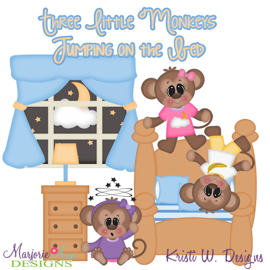 Three Little Monkeys SVG Cutting Files + Clipart - Click Image to Close